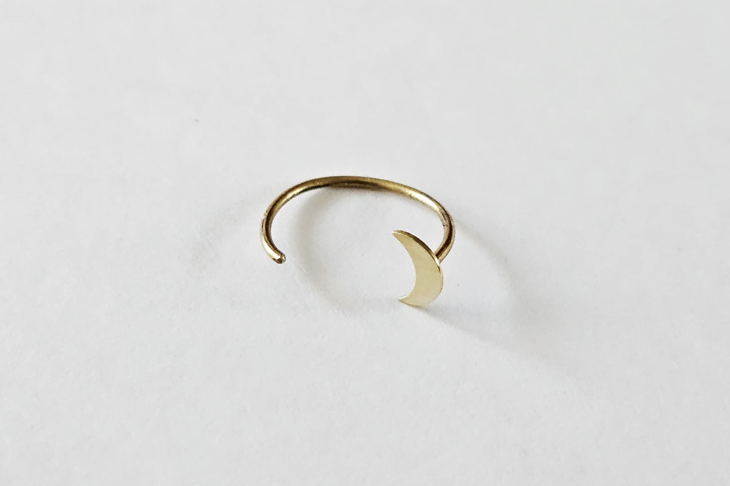 Solid Gold Open Hoop Crescent Moon Earring