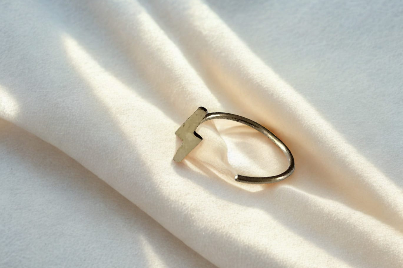 Solid Gold Half Open Lightening Bolt Hoop Earring