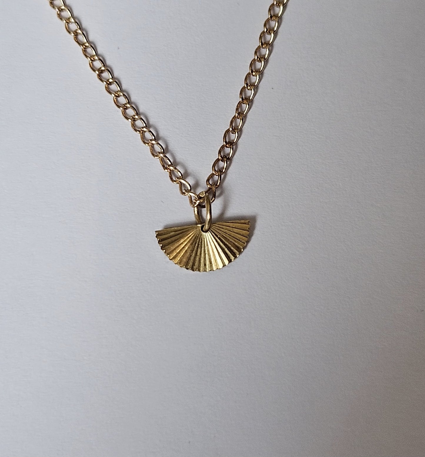 Solid Gold Half Sunburst Pendant