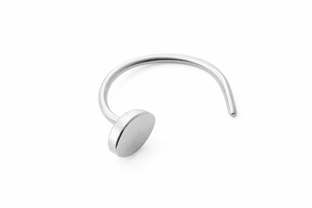 Solid Gold Half Open Flat Disc Hoop Earring