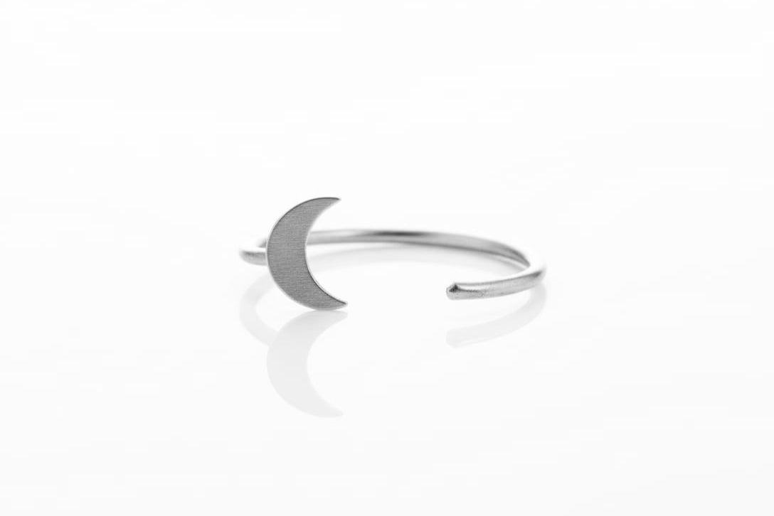 Solid Gold Open Hoop Crescent Moon Earring