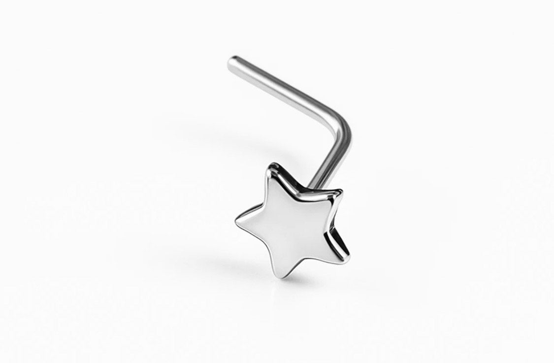 Solid Gold L Bend Star Nose Jewellery