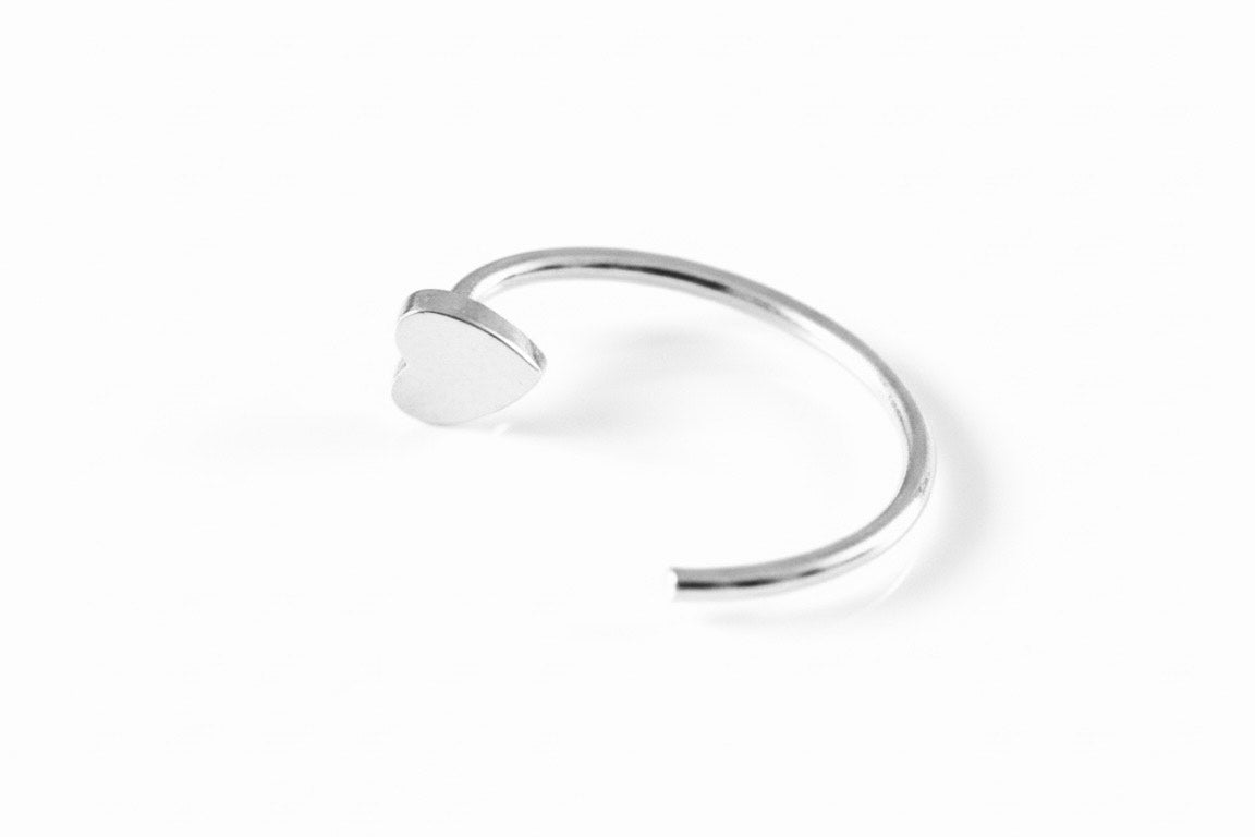 Solid Gold Half Open Heart Hoop Earring