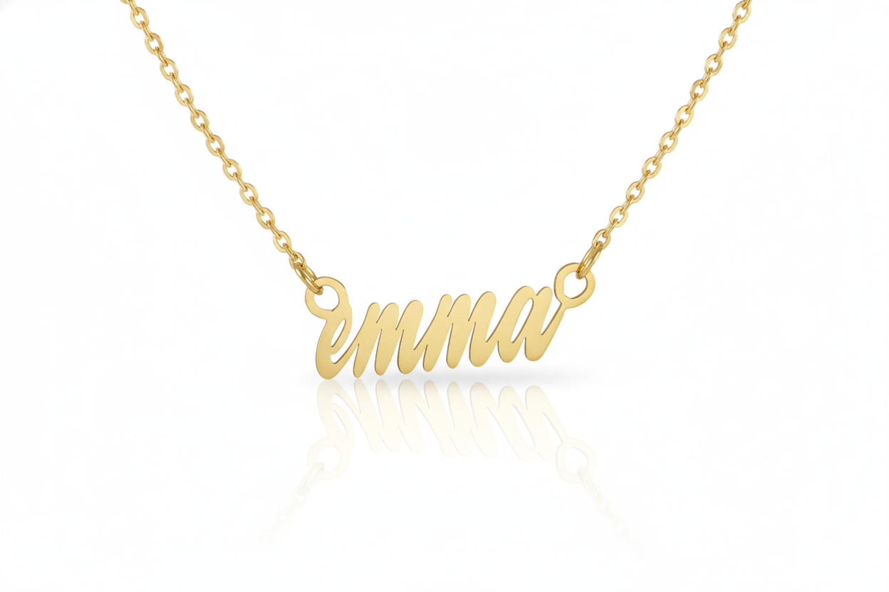 Solid Gold Personalised Name Pendant Necklace