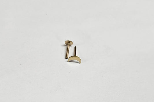 Solid Gold Crescent Moon Labret Flatback Stud Earring