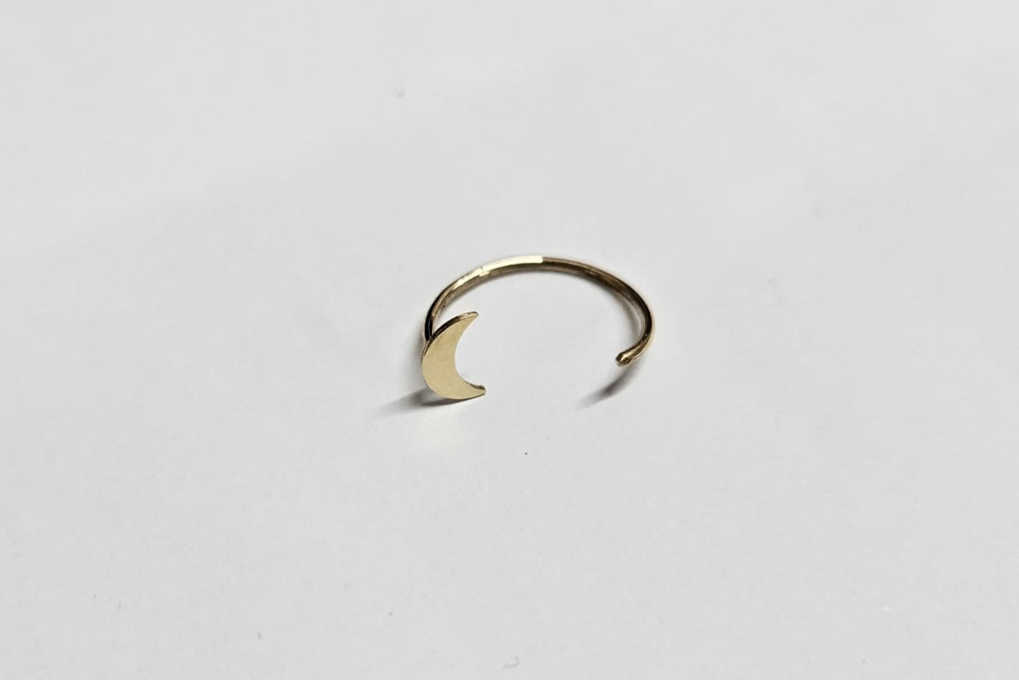 Solid Gold Open Hoop Crescent Moon Earring
