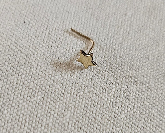 Solid Gold L Bend Star Nose Jewellery