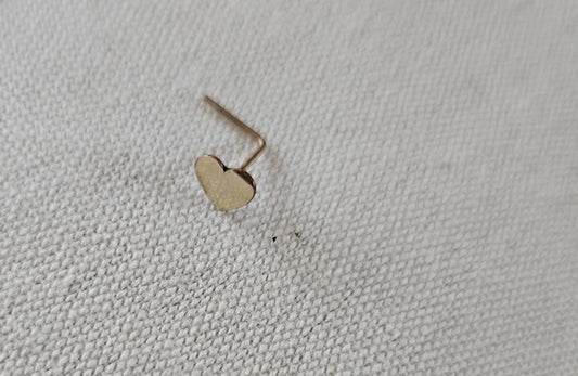 Solid Gold Heart L Bend  Nose Ring