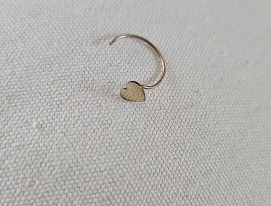 Solid Gold Heart Open Hoop Nose Ring
