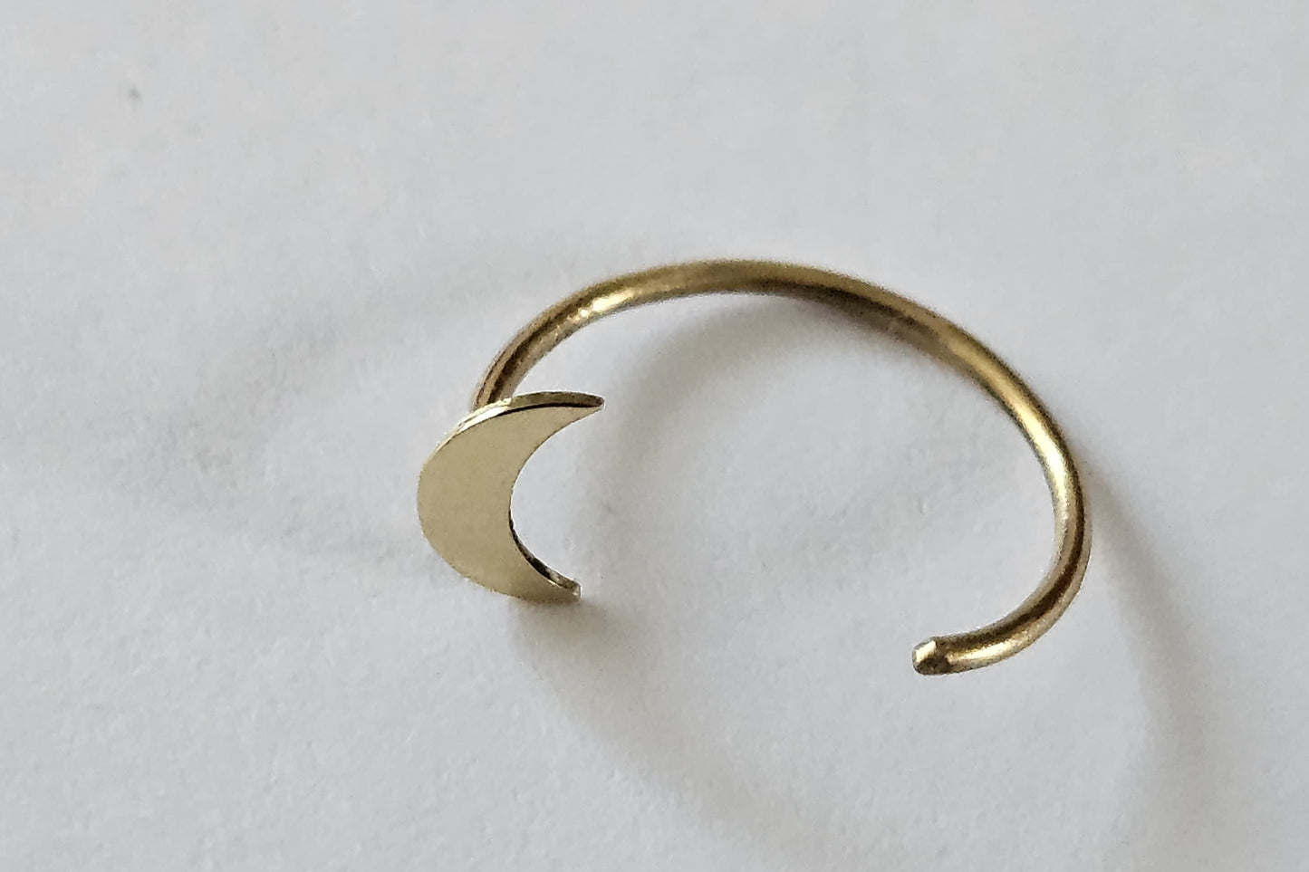 Solid Gold Open Hoop Crescent Moon Earring