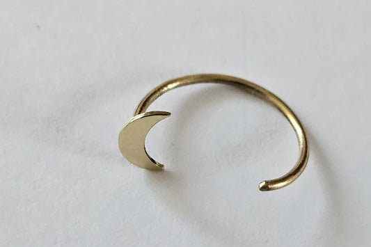 Solid Gold Open Hoop Crescent Moon Earring
