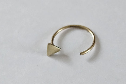 Solid Gold Half Open Triangle Hoop Earring