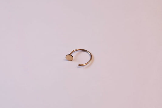Solid Gold Half Open Flat Disc Hoop Earring