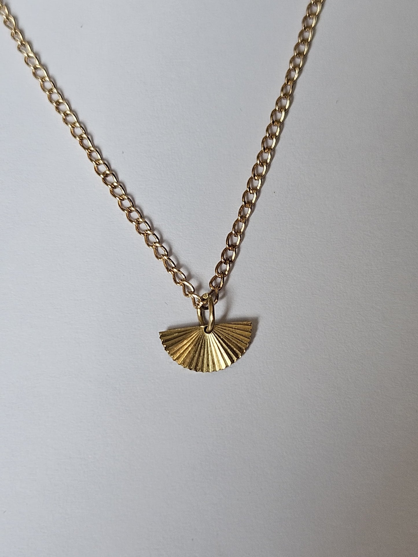 Solid Gold Half Sunburst Pendant