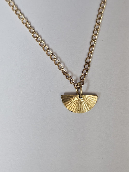 Solid Gold Half Sunburst Pendant