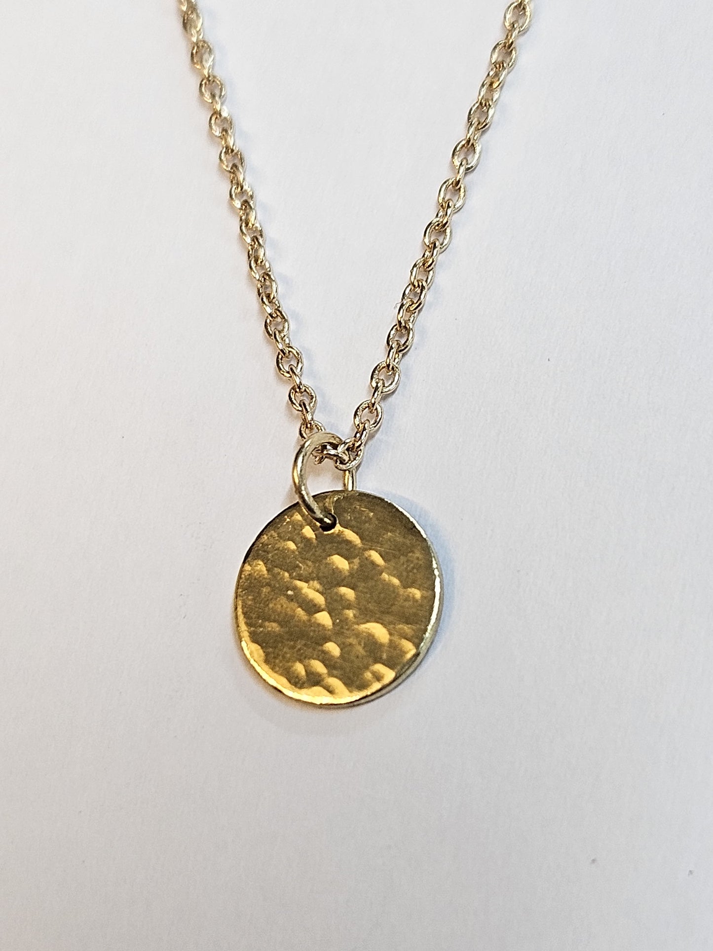 Solid Gold Hammered Pendant