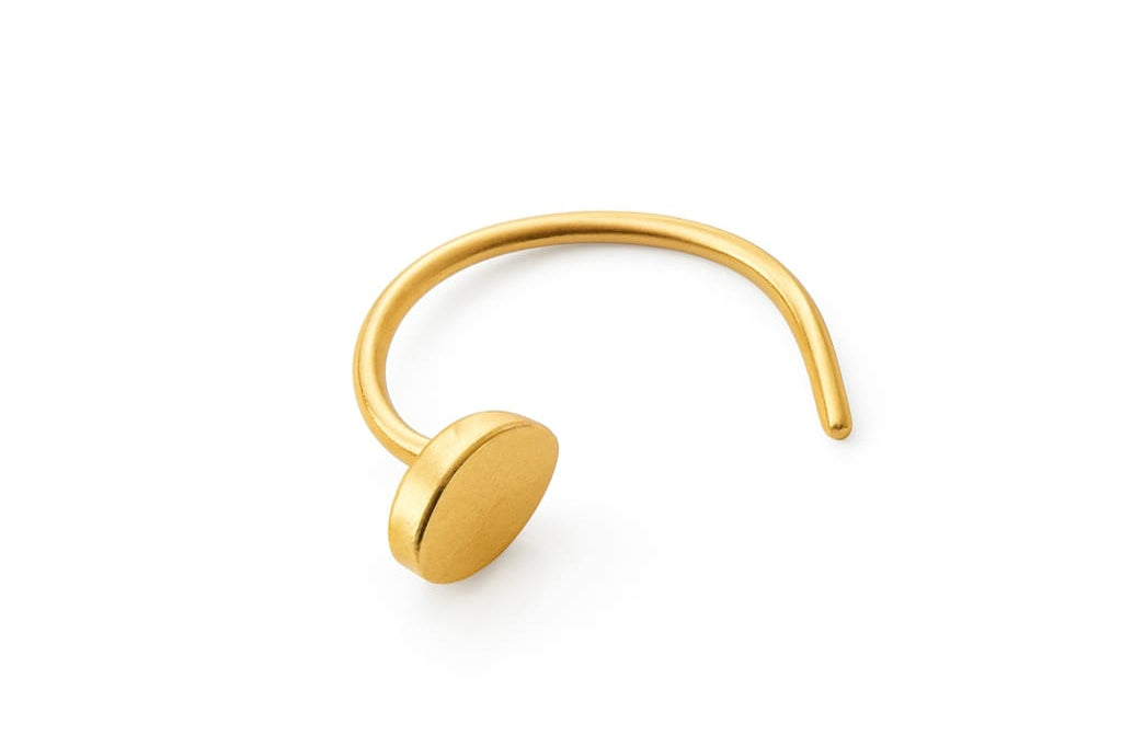 Solid Gold Half Open Flat Disc Hoop Earring