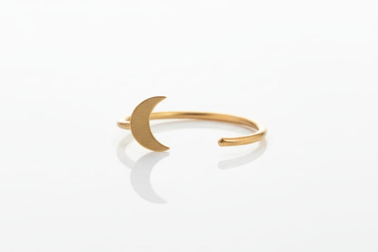 Solid Gold Open Hoop Crescent Moon Earring