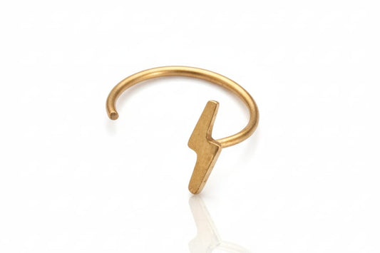Solid Gold Half Open Lightening Bolt Hoop Earring