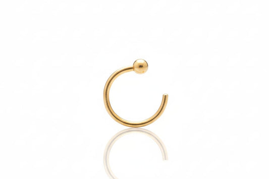 Solid Gold Sphere Huggie Hoop Earring