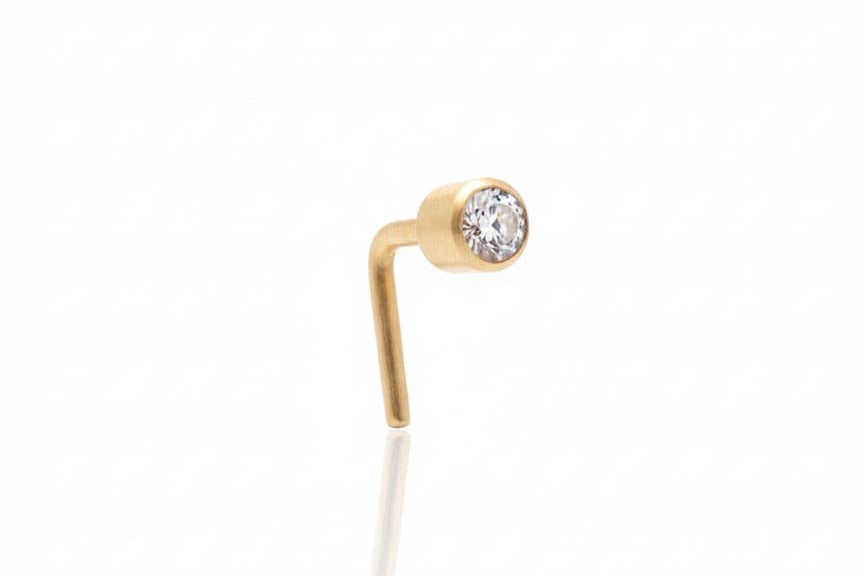 Cubic Zirconia L Bend Nose Stud