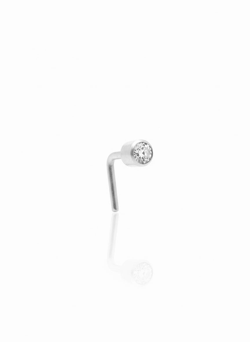 Cubic Zirconia L Bend Nose Stud