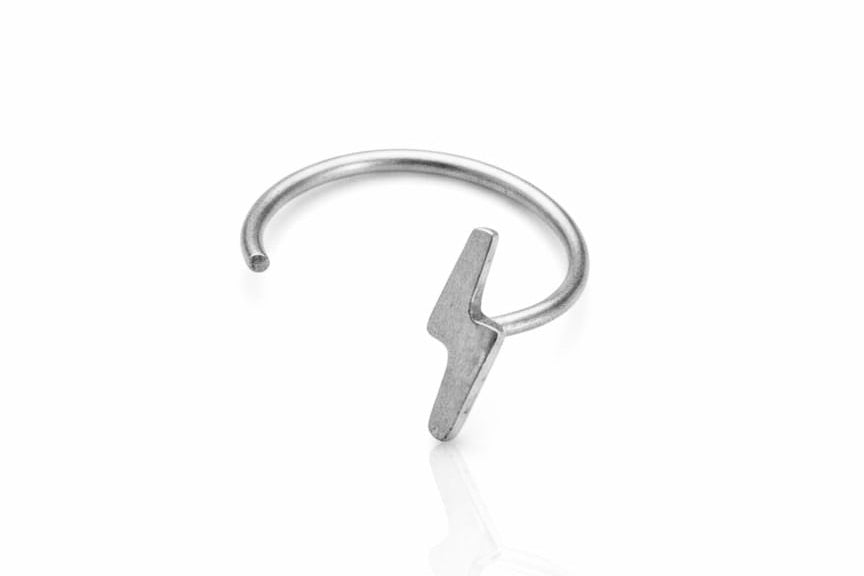 Solid Gold Half Open Lightening Bolt Hoop Earring