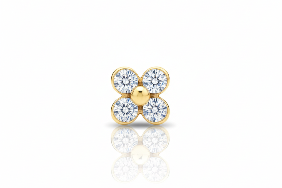 4 Stud flower gold Earring