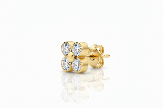 4 Stud flower gold Earring