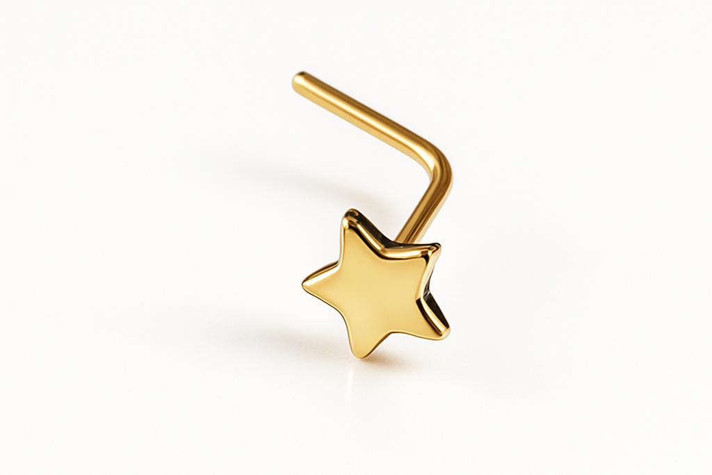 Solid Gold L Bend Star Nose Jewellery