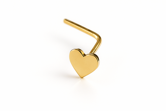 Solid Gold Heart L Bend  Nose Ring
