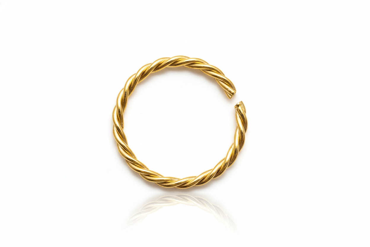 Twisted Wire Gold Nose Hoop Ring