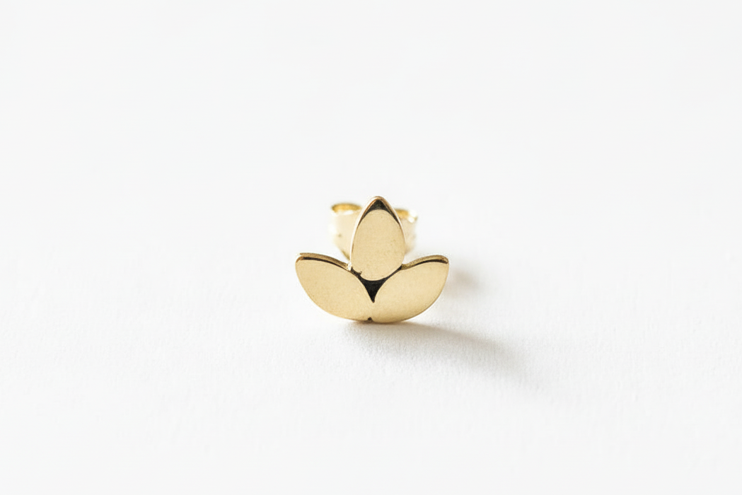 Lotus solid gold earrings
