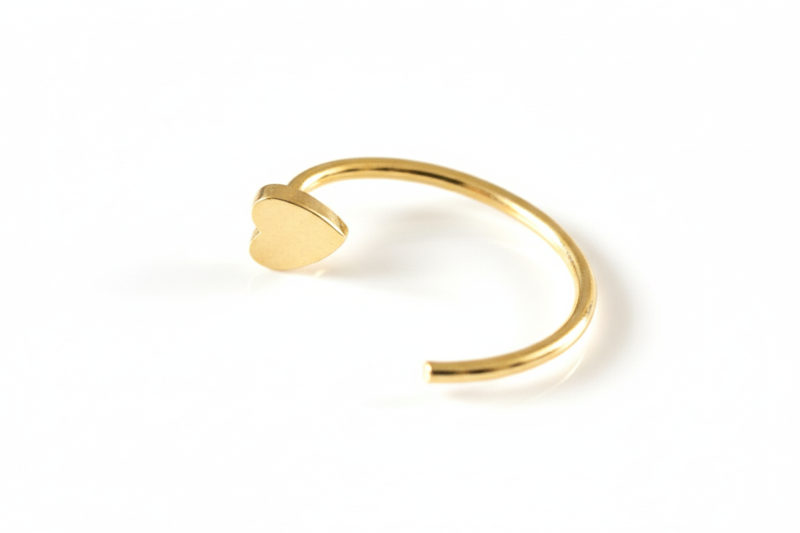 Solid Gold Half Open Heart Hoop Earring