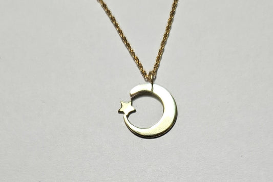 Crescent Moon and Star Pendant