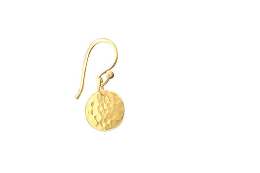 Solid Gold Hammered Disc Earrings